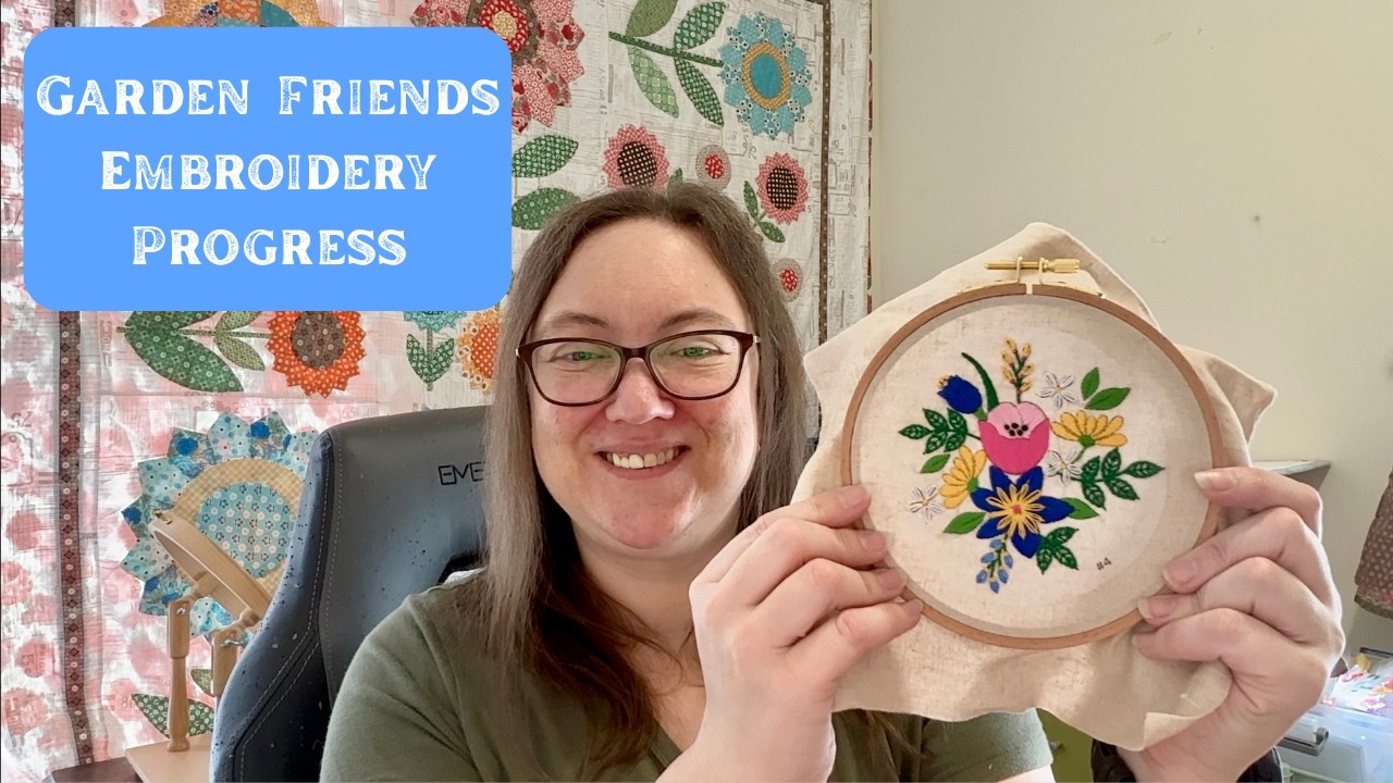 Quilting Vlog #16: Garden Friends Embroidery Quilt Progress