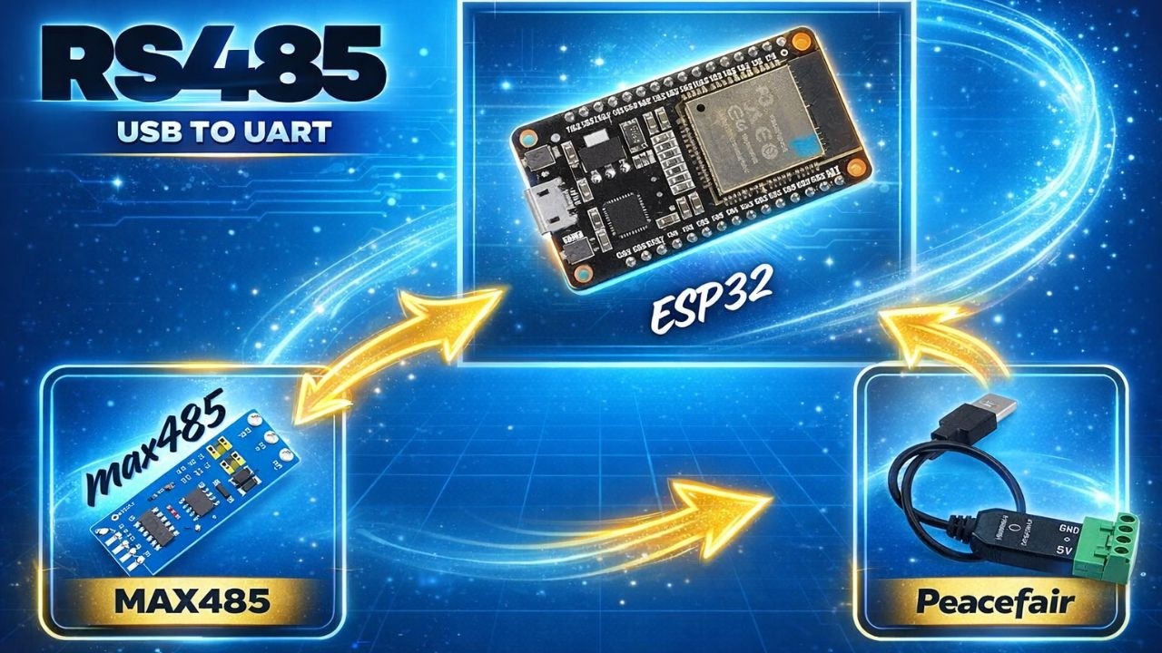 ESP32 with MAX485 module communicating to a Pacifier USB RS485 adapter using ESP IDF