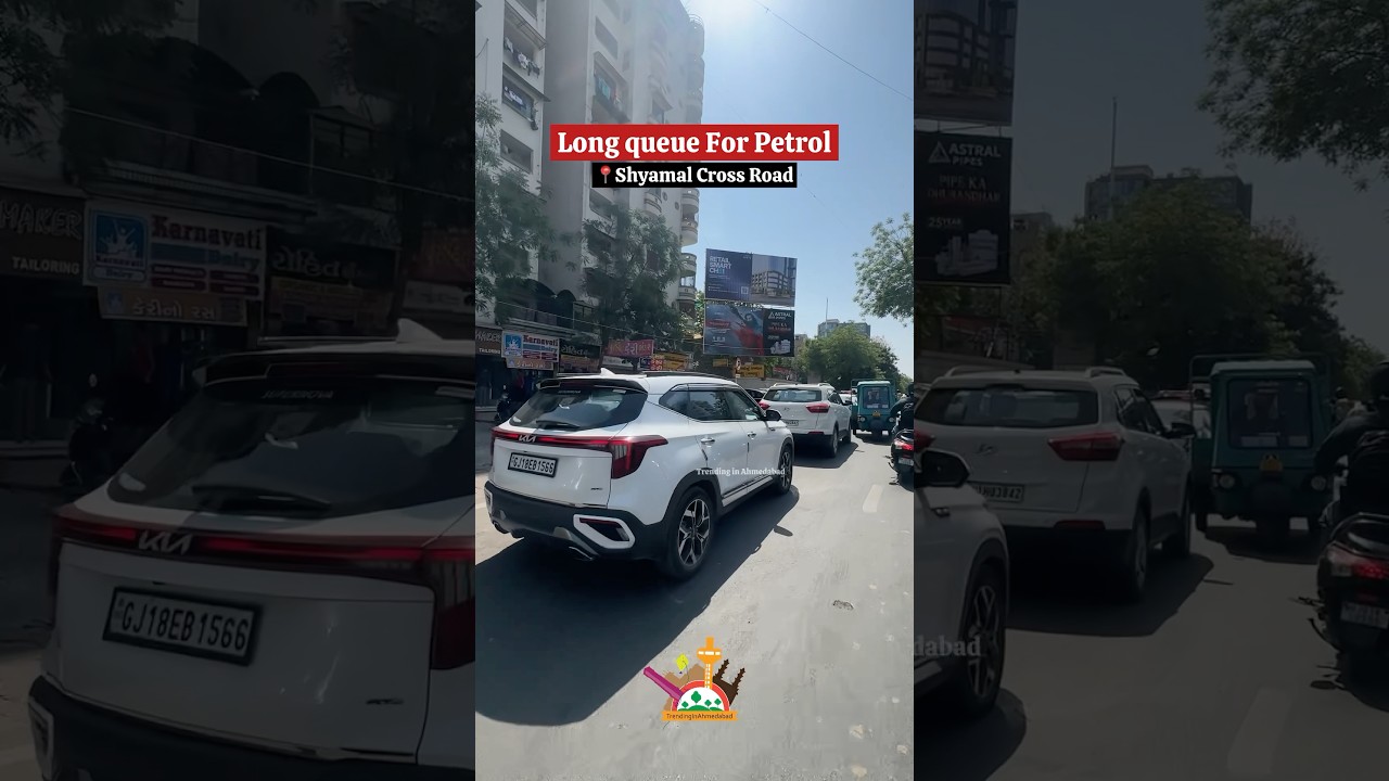 Long queue for Petrol in #ahemdabad #AhmedabadNews