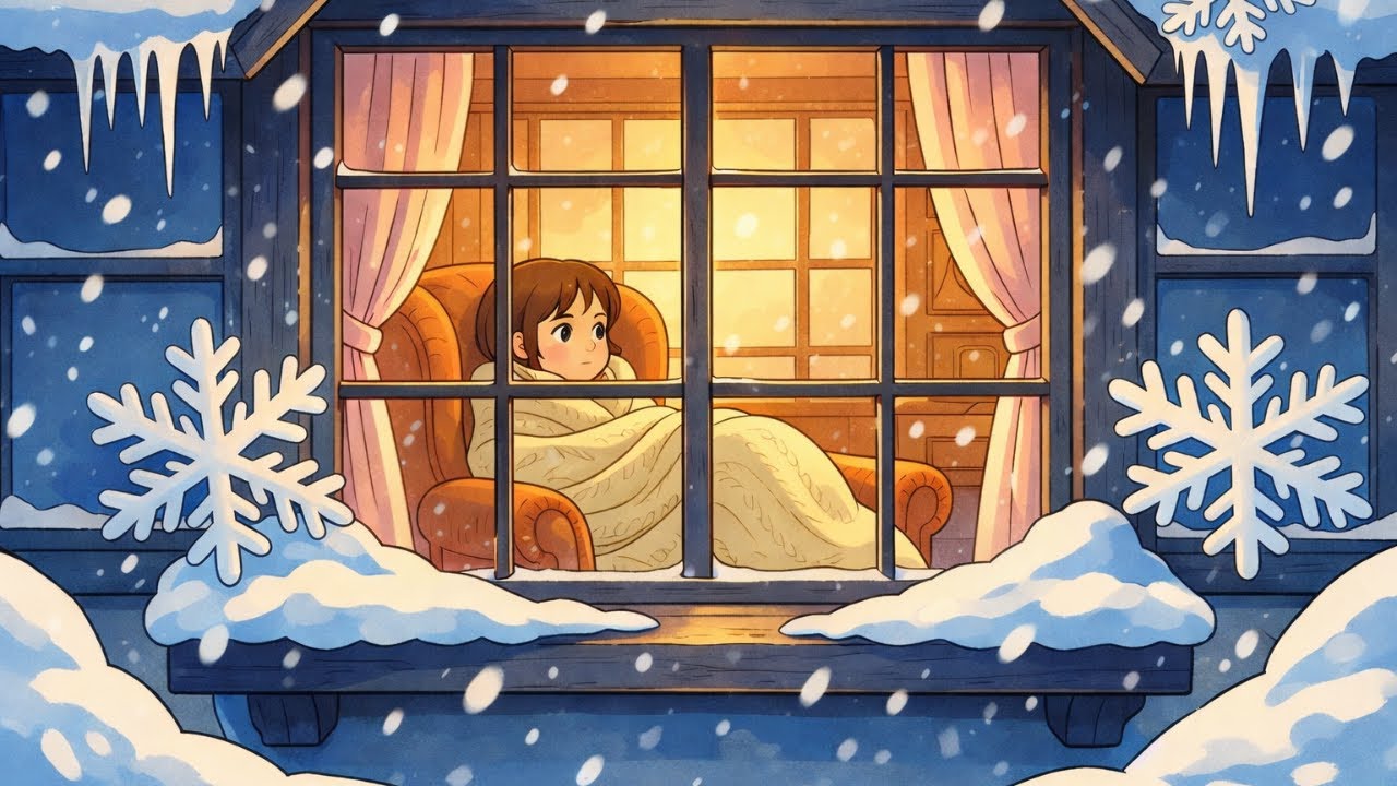 Winter's First Snow 🌨️ Cozy Armchair, Soft Blankets & Falling Flakes ❄️ I Ghibli Style ASMR