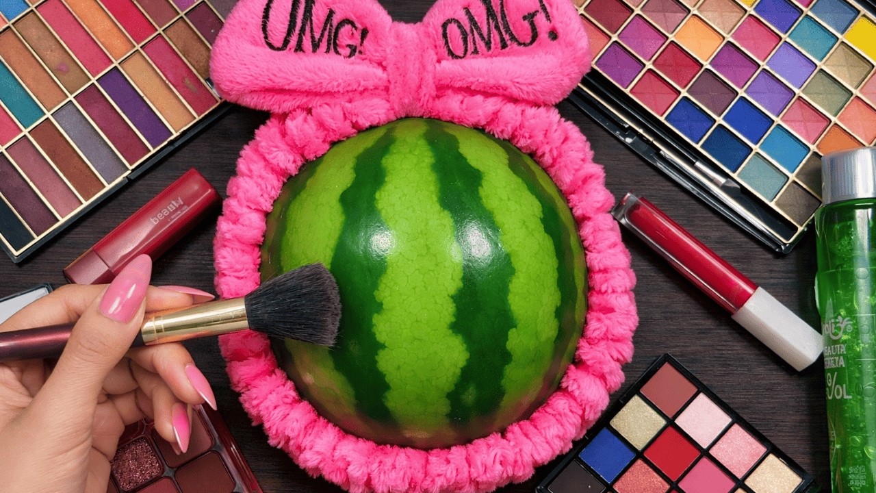 ASMR Makeup on Watermelon (No Talking ) | Makeup for Sleep