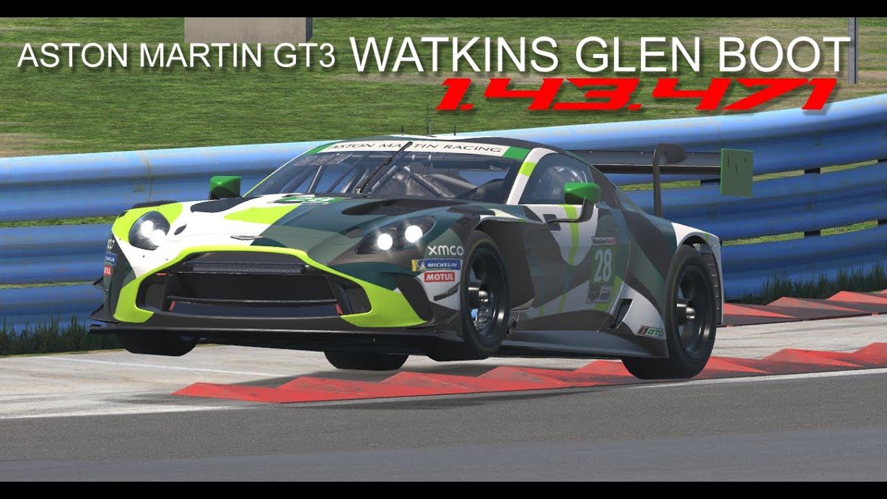 Aston Marting GT3, iRacing, Watkins Glen Boot, 1.43.4