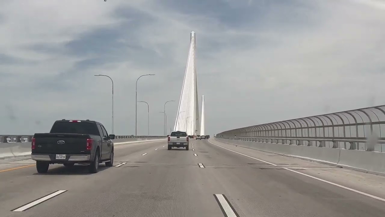 Going over the new harbor bridge in Corpus Christi Texas.  