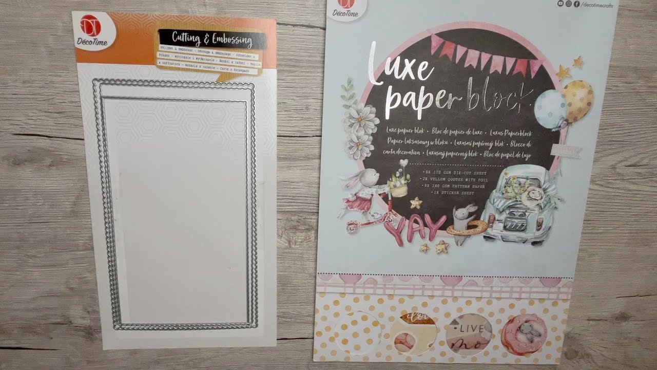 3 Karten mit Action Material - Rahmenstanzen und Luxe Paperblock - YAY - von Decotime - Shakercard