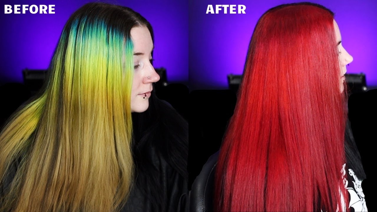 RED AND BLACK SPLIT DYE | Total Hair Transformation