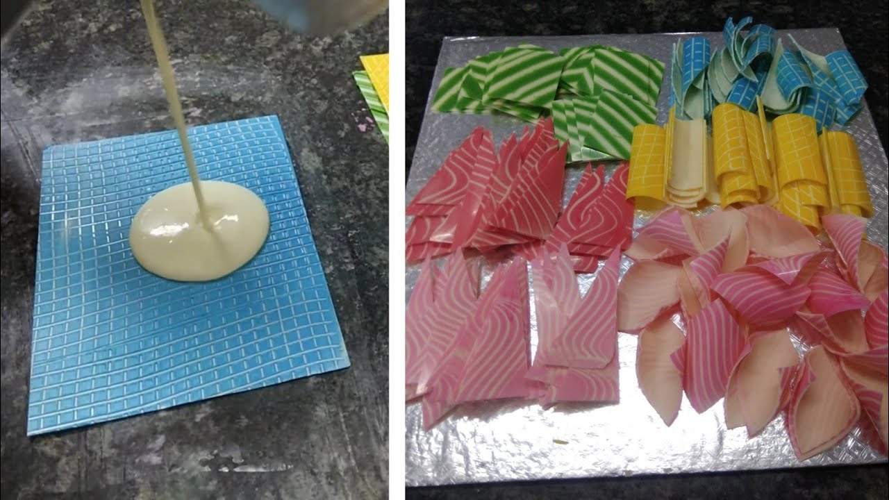Part:10 White Chocolate garnish tutorial |Colour full Chocolate design |Garnish Chocolate design