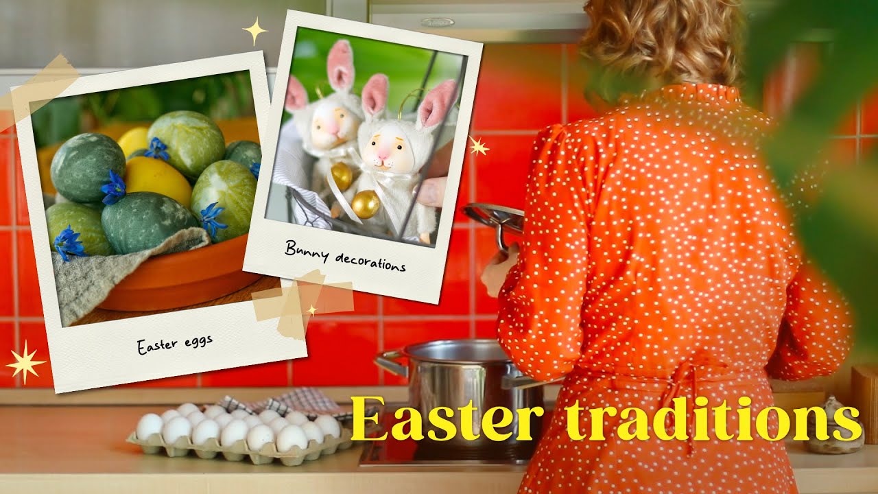 Naturally Dyed Easter Eggs And Easter Bunny Decorations