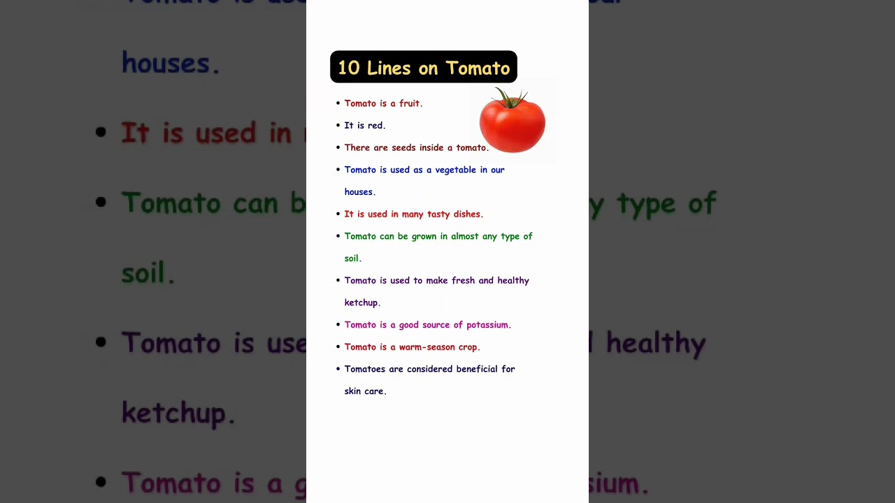 10 lines on tomato,10 lines on tomato in english,few lines on tomato,10 line essay on tomato#shorts
