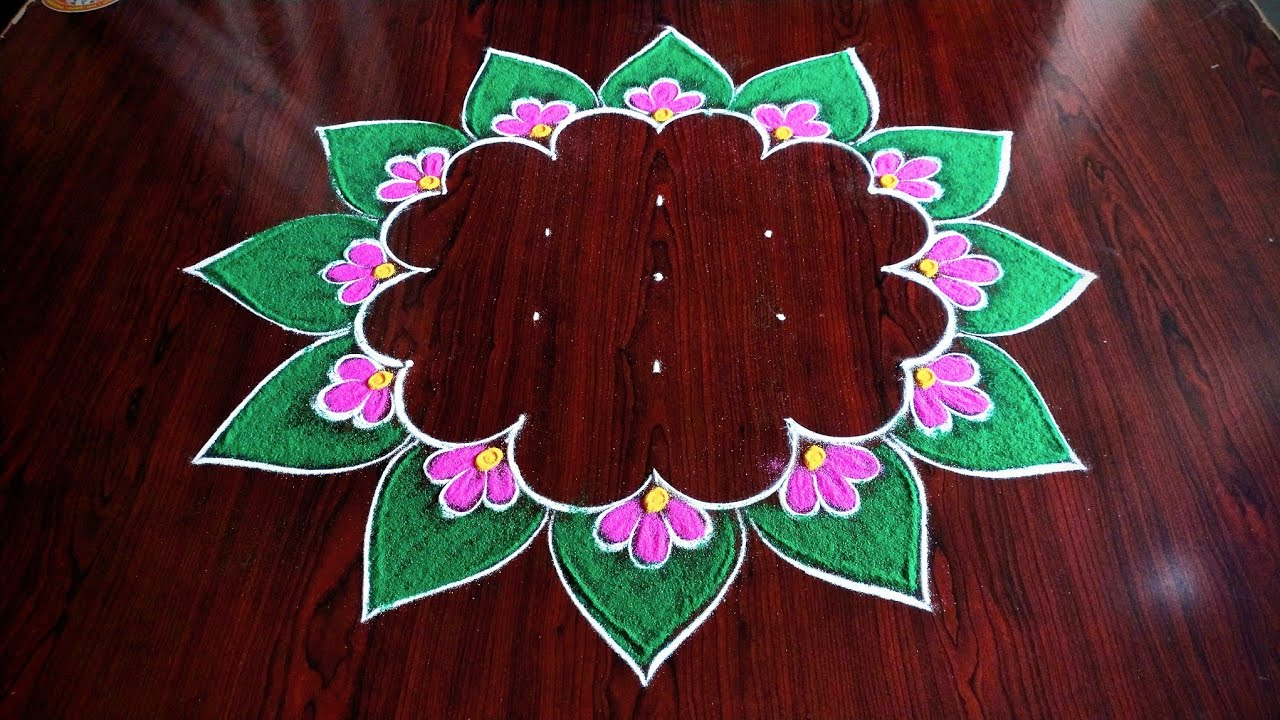 Day 1 Navratri special rangoli designs (5&times;3) dot's.....