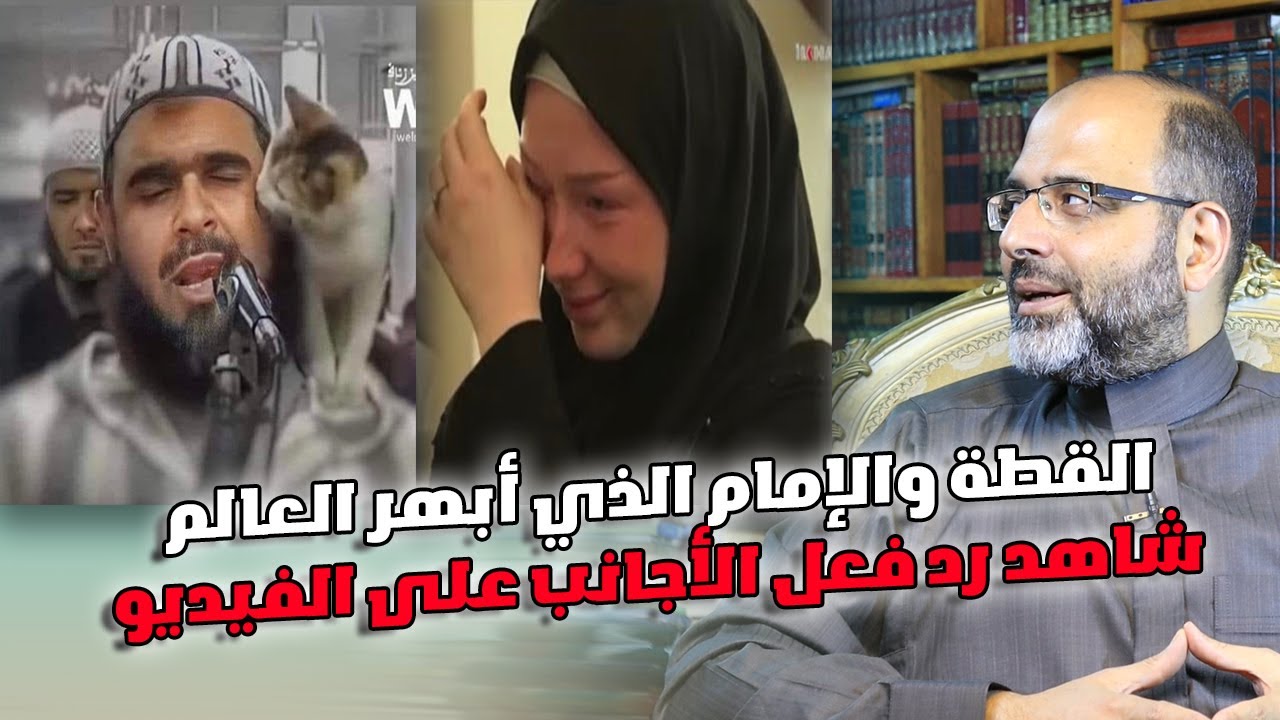 القطة وإمام المسجد الذي أبهر العالم! شاهد رد فعل الأجانب على الفيديو! الله أكبر