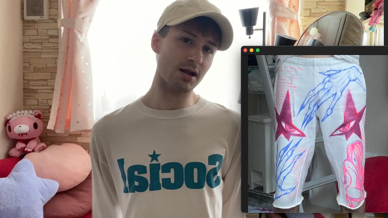 thrift flip! painting custom shorts ASMR