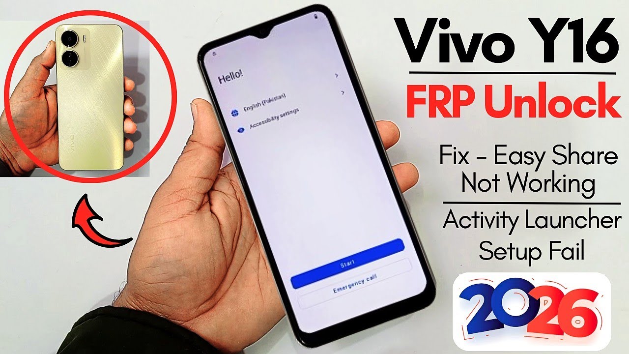 Vivo Y16 Frp Bypass/Unlock 2026 Without PC | Fix - EasyShare Not Work | Activity Launcher Setup Fail