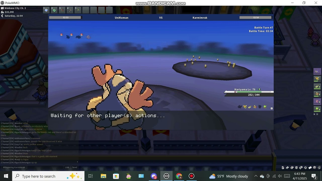 PokeMMO my first online random battle!!