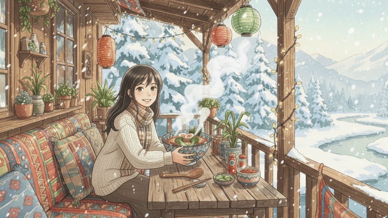 A Winter Day at the Cabin by the Stream, Making Hot Tantan Ramen 🍜 | Cooking Animation