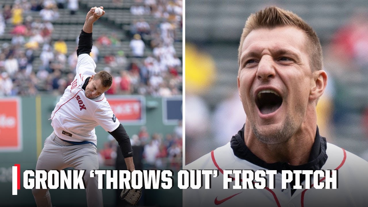 🤣 Rob Gronkowski spikes the ceremonial first pitch | MLB on ESPN
