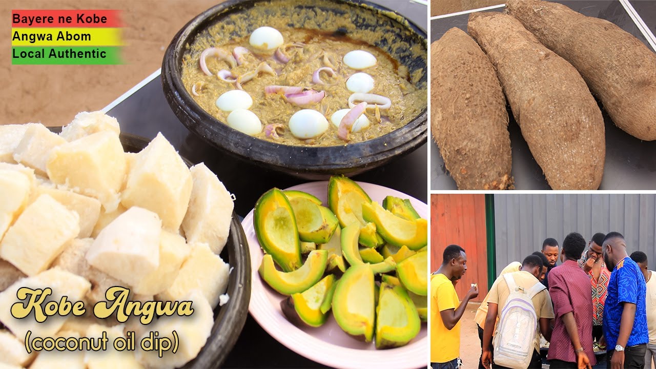 Authentic Ghanaian Ampesi (Boiled Yam) with Adwe Ngo (Palm Kernel Oil) Dip / Sauce (Abomu)