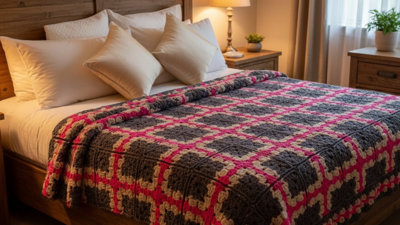 Как связать трехцветный granny square крючком