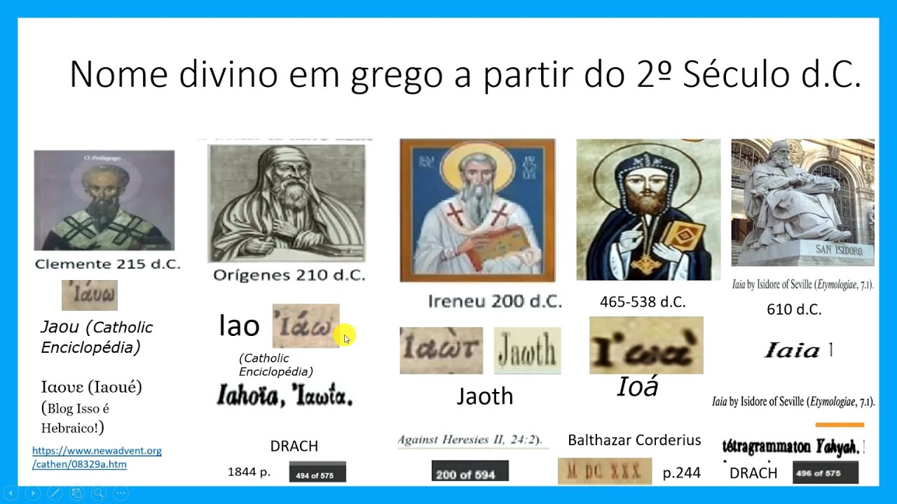 O nome de Deus em grego a partir do 2º século - Orígenes, Epifânio...