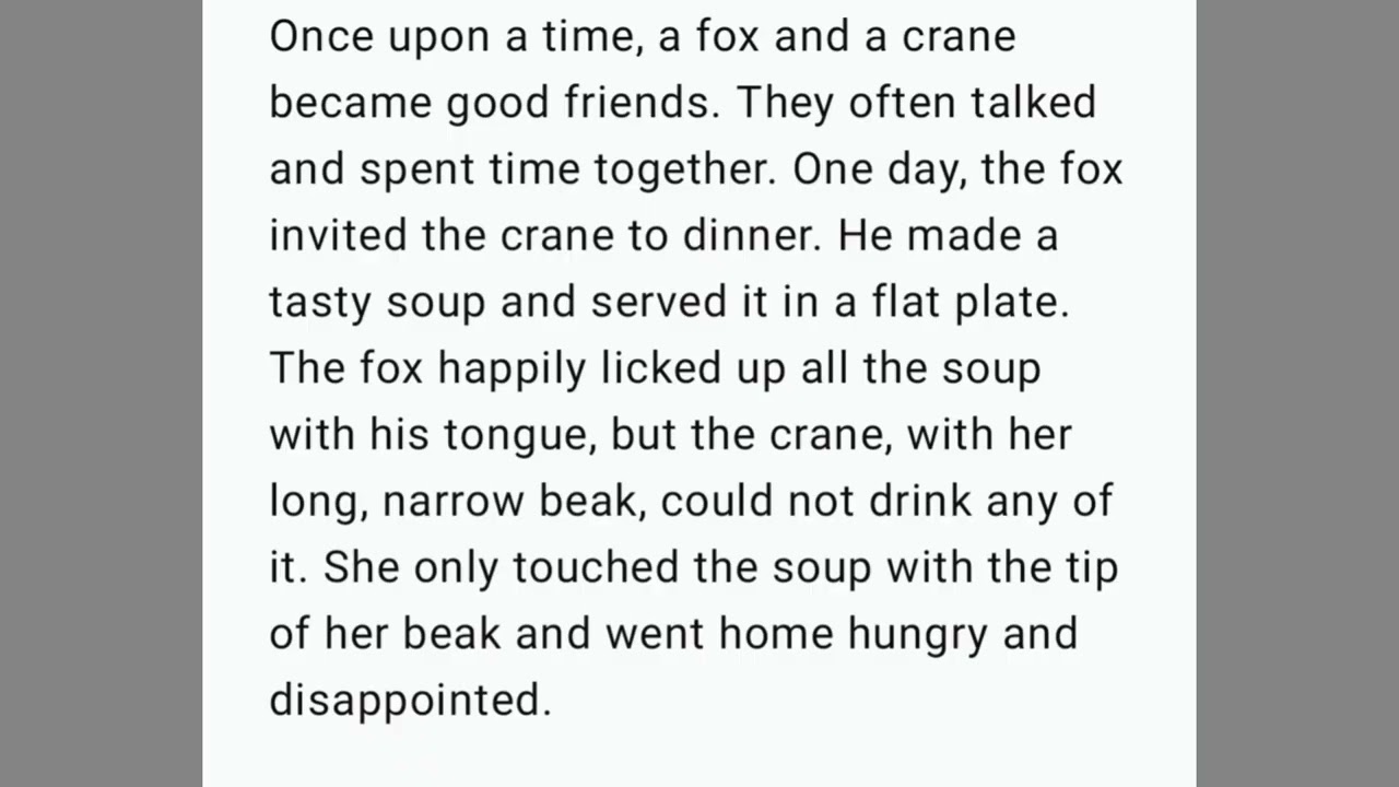 Story for kids 😊😊😊 -  THE FOX AND THE CRANE