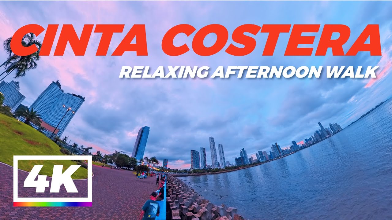 Cinta Costera afternoon walk, Panama City 4K.