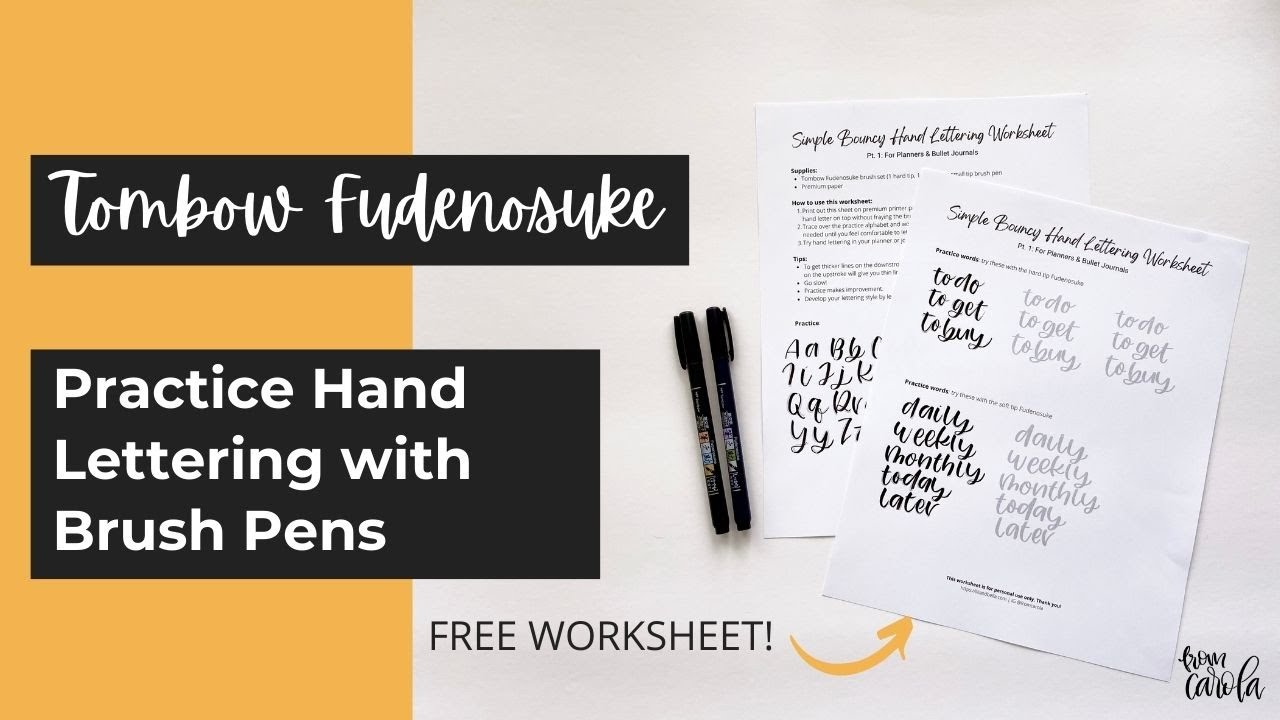 Free Printable Worksheet: Hand Lettering With Tombow Fudenosuke
