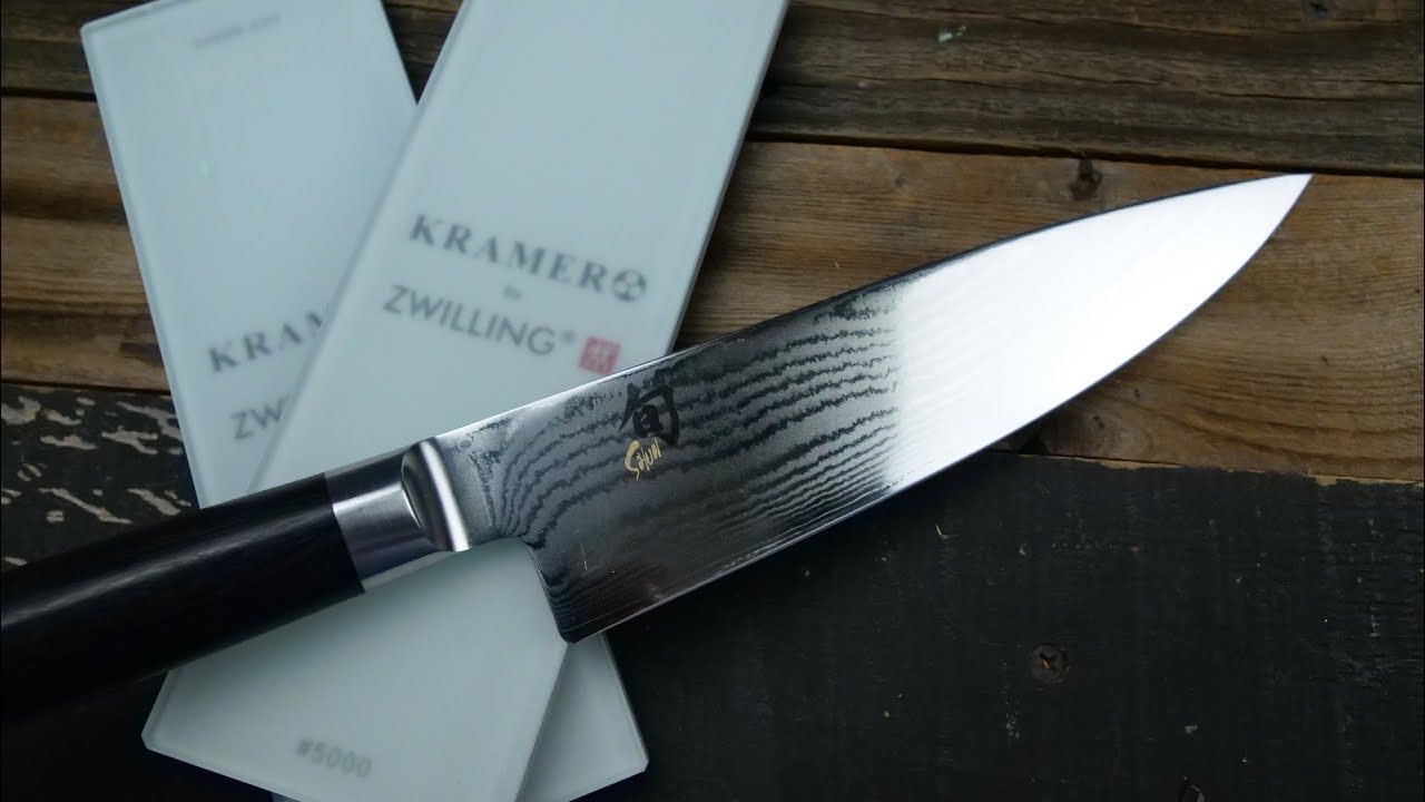 Как заточить нож Shun вручную на точильном камне Bob Kramer