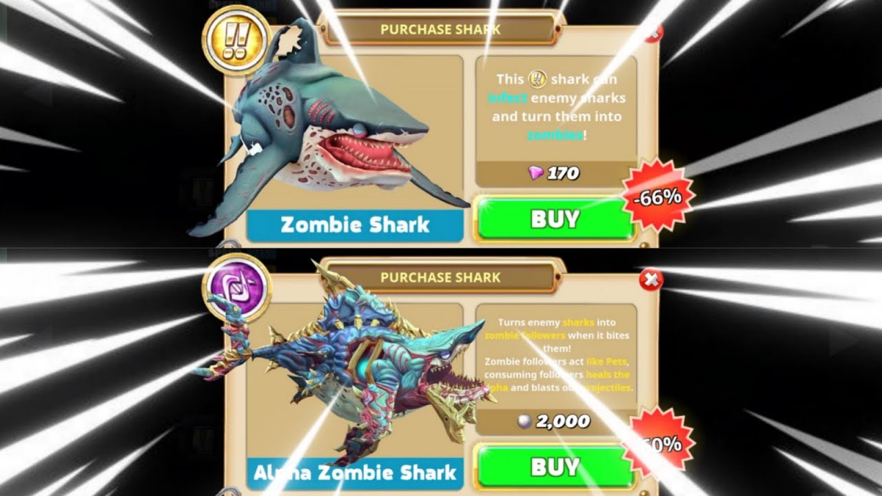 GET ZOMBIE SHARK 66% OFF AND ALPHA ZOMBIE SHARK 60% OFF (JAWSOME DISCOUNT) - Hungry Shark World
