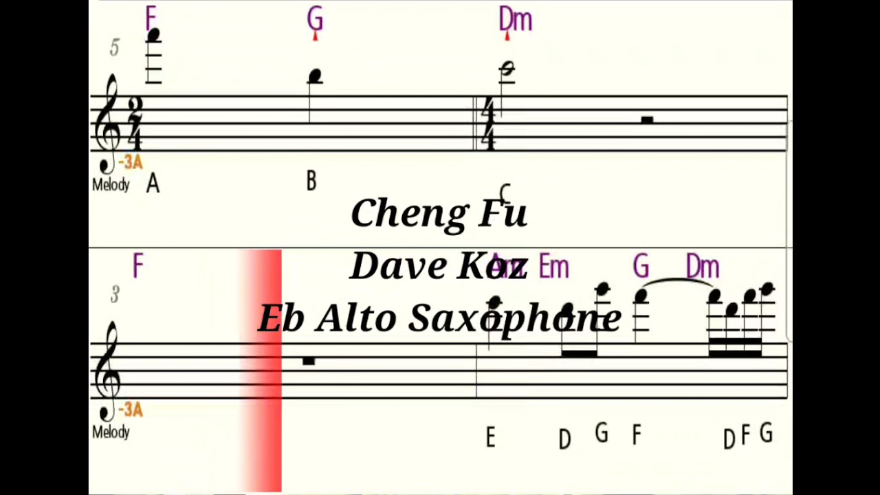 Cheng Fu - Eb Alto Saxophone - Play Along  Sheet Music  Backing Track