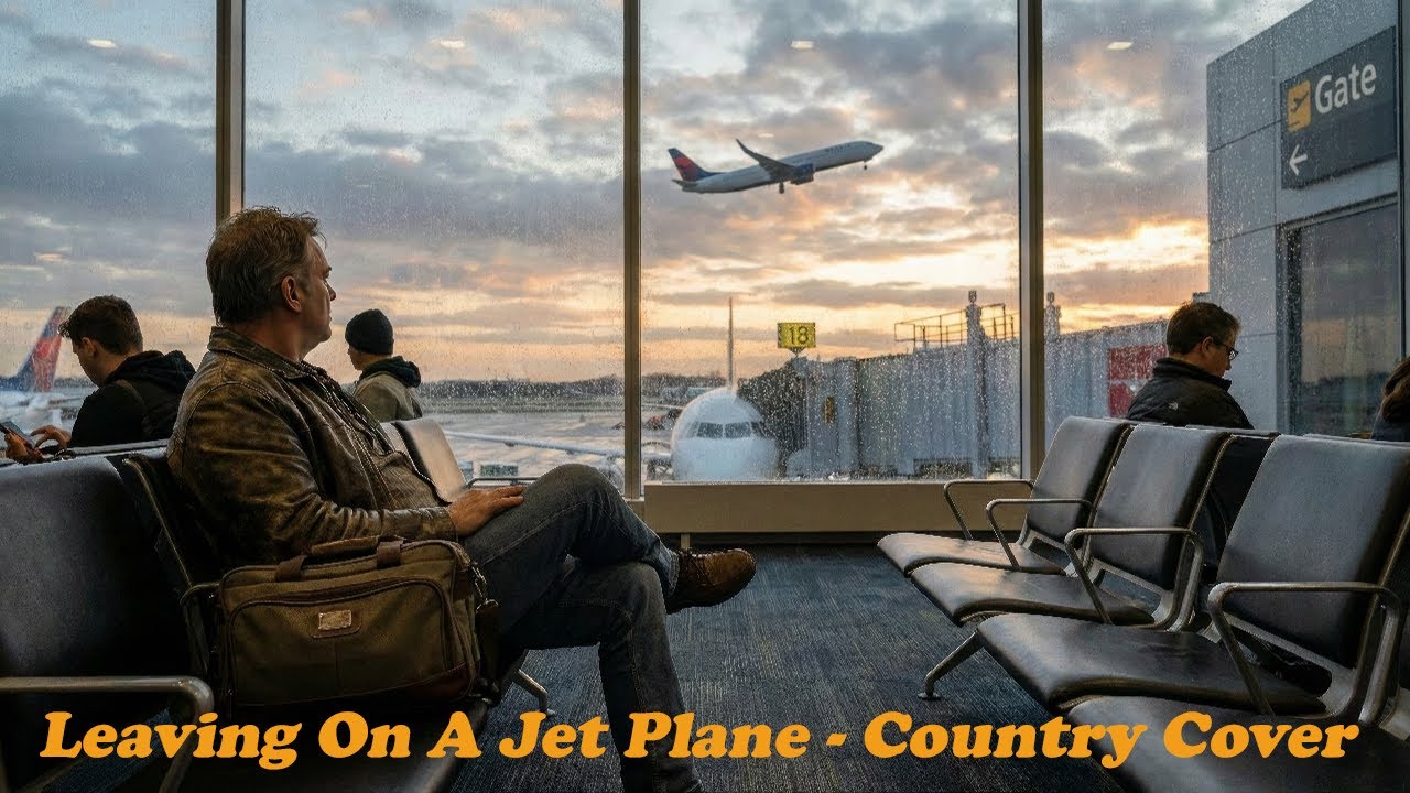 Leaving On A Jet Plane (John Denver) - Lyrics Video - Country Cover