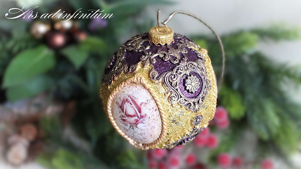 Błyszcząca bombka. / Shiny bauble. Decoupage. Tutorial.