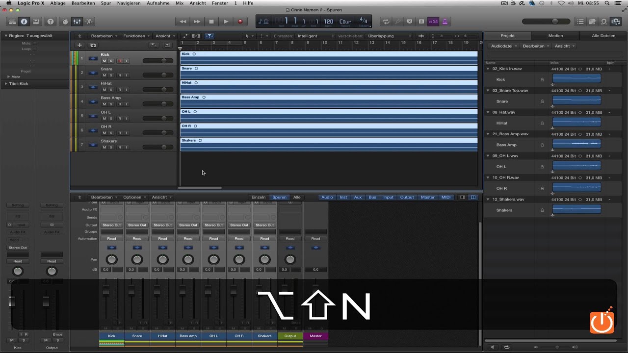 Logic Pro X: Spuren umbenennen mit Tastaturkurzbefehle (Shortcuts) in Logic Pro X