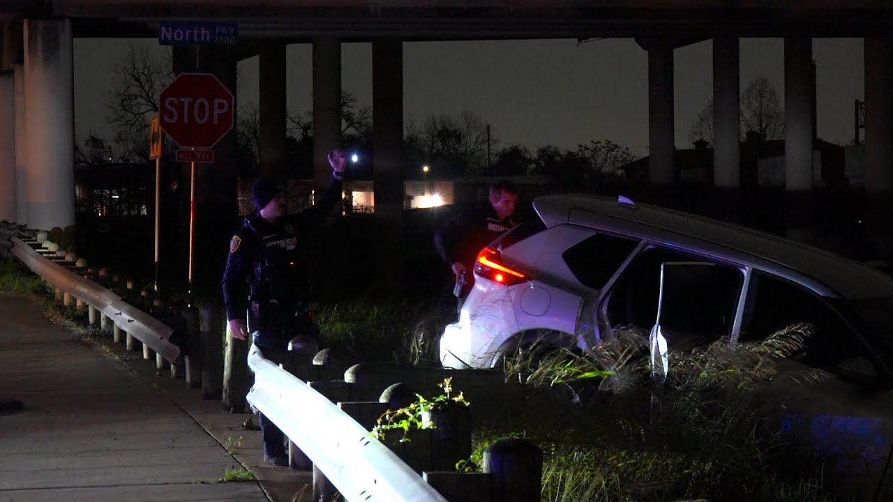 K9 called after short pursuit ends when car crashes through guardrail
