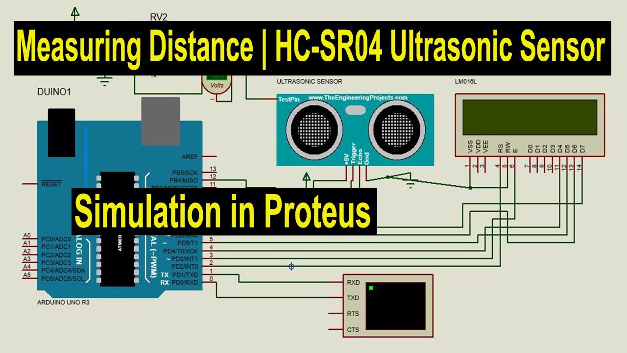 Simulation of  HC SR04 Ultrasonic Sensor | with Arduino in Proteus to Measure Distance
