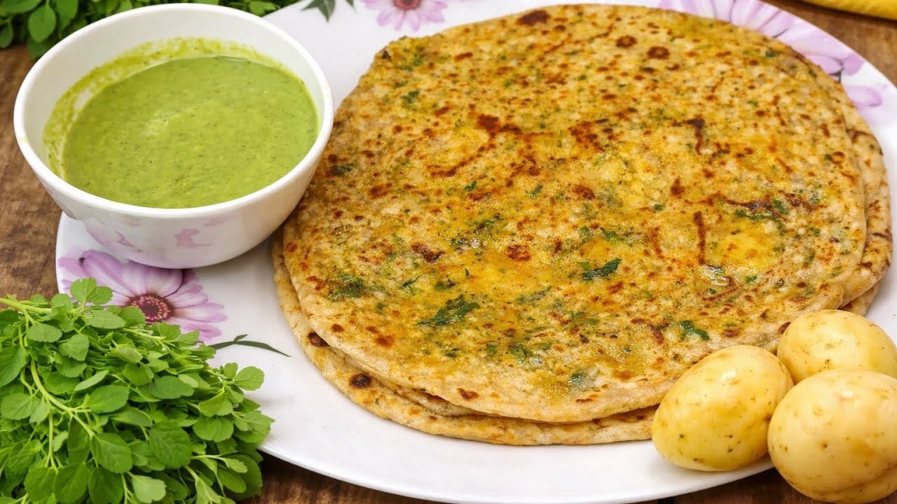 Methi Aloo Paratha Recipe | Healthy Indian Breakfast | Soft & Crispy Paratha@Gharkakhana397 