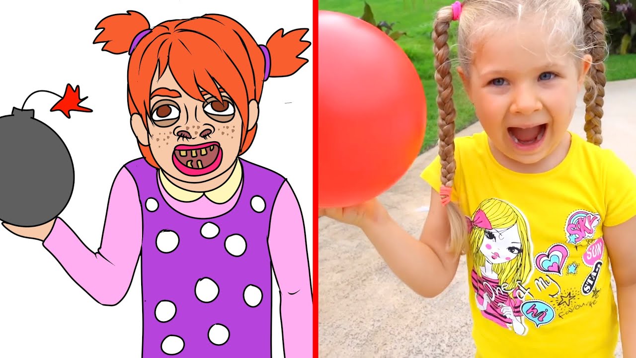 Diana and Roma learn to have fun playing games outside x CoComelon style 😂 Funny Drawing Meme