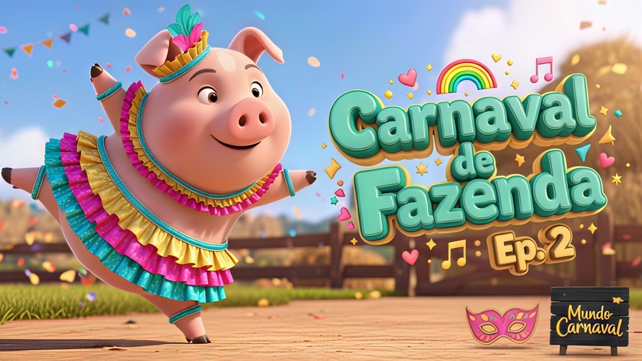 🎊 Carnaval de Fazenda: A Festa na Cidade! ✨ Ep.2 [MUNDO CARNAVAL] 🥁🏃‍♂️🌈 Musica Infantil Brasileira