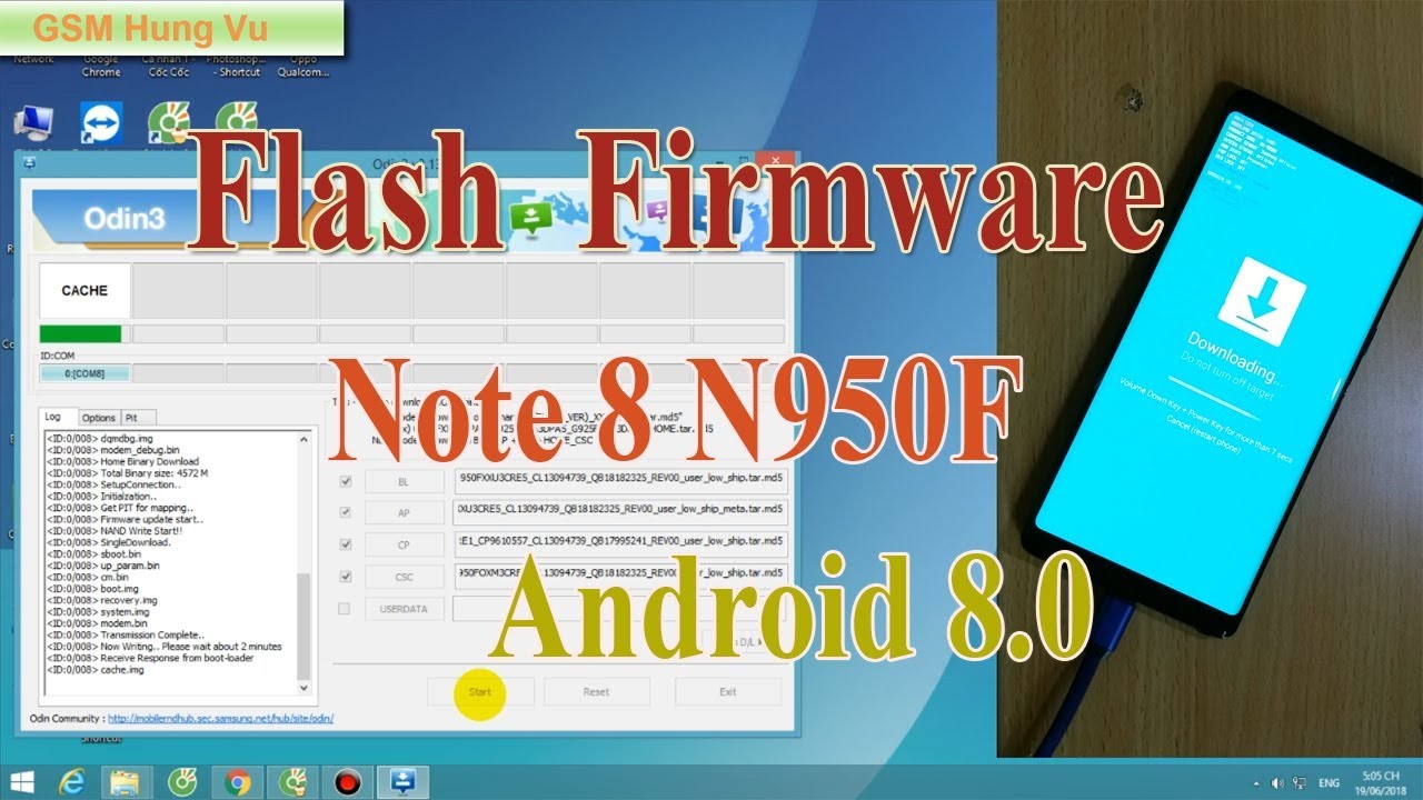 Flash Firmware Samsung Note 8 N950F Android 8.0 by Odine 3.13.1.