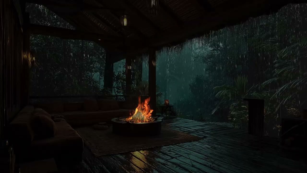 Steady Rain at Night with Low Thunder | Soothing Storm Ambience for Calm Sleep.