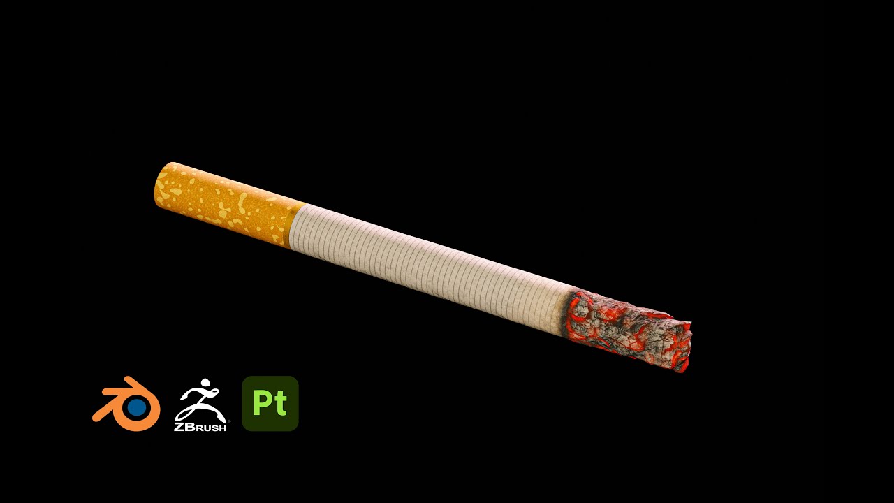Cigarette 3D Modeling, Sculpting and Texturing - timelapse