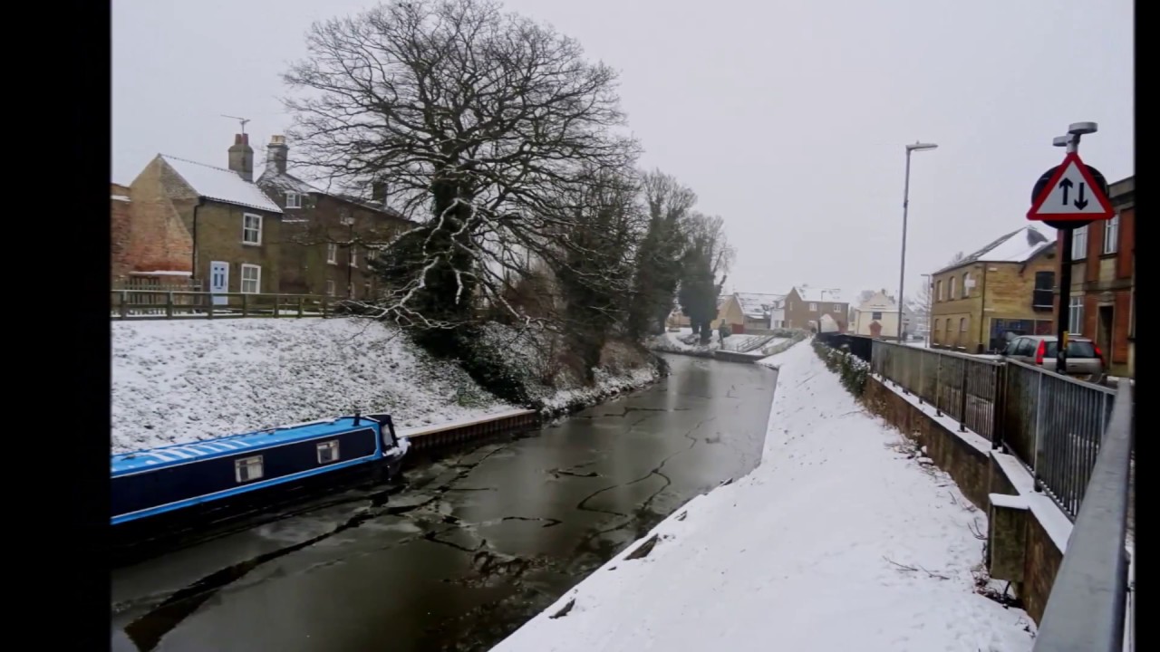 River Nene March Cambridgeshire in the recent ice and snow March 2018