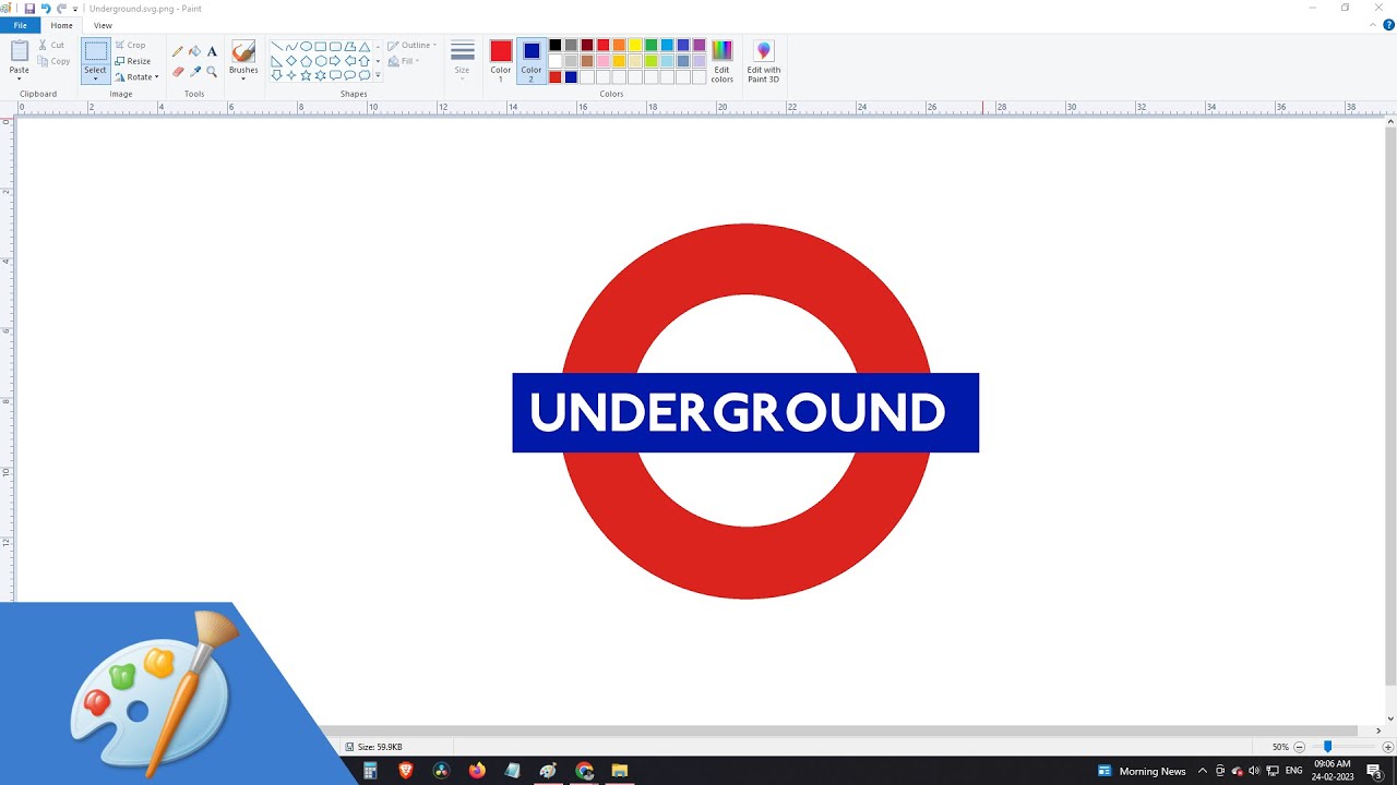 How to draw THE LONDON UNDERGROUND logo using MS Paint