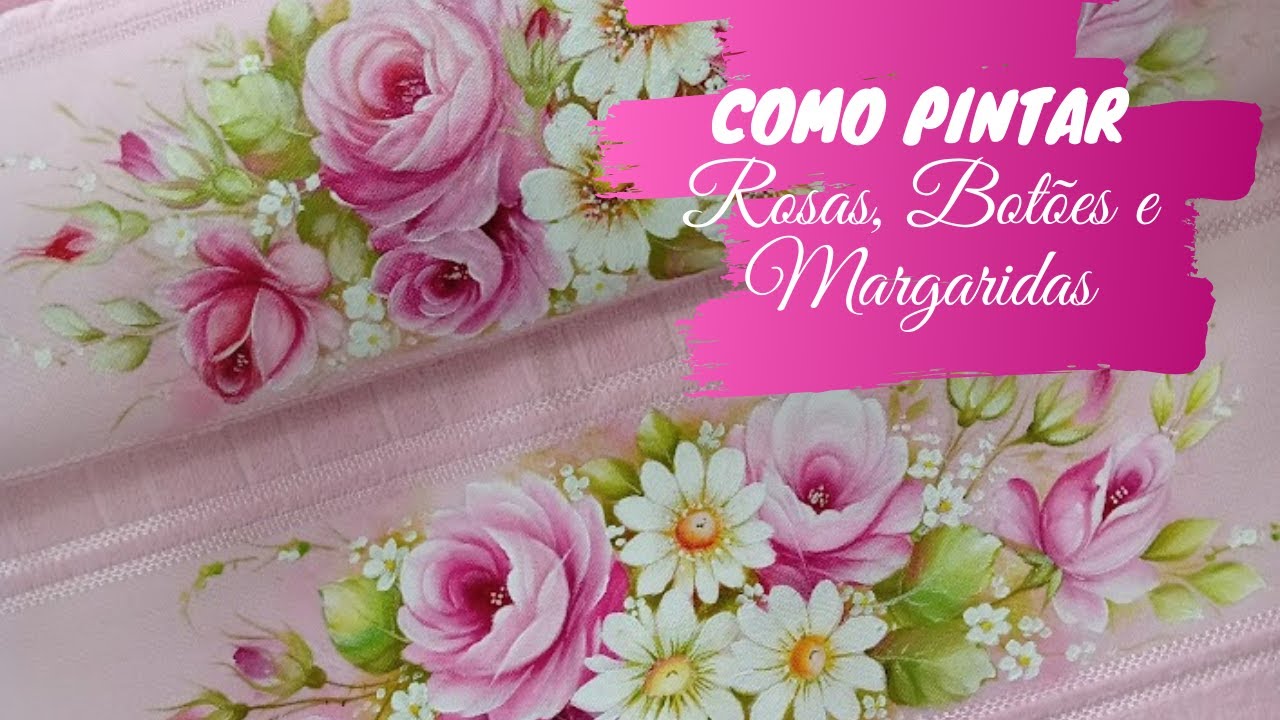 COMO PINTAR ROSA, BOTÃO E MARGARIDA- TOALHA DE BANHO