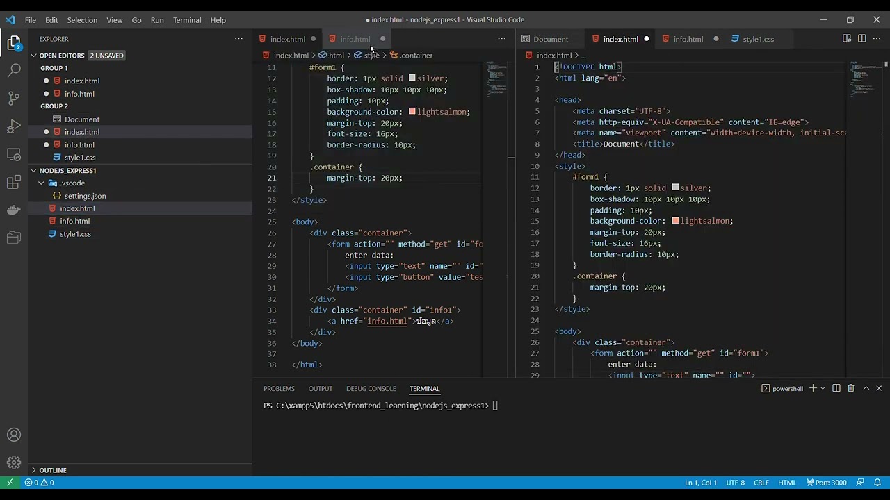 vscode  with microsoft live preview