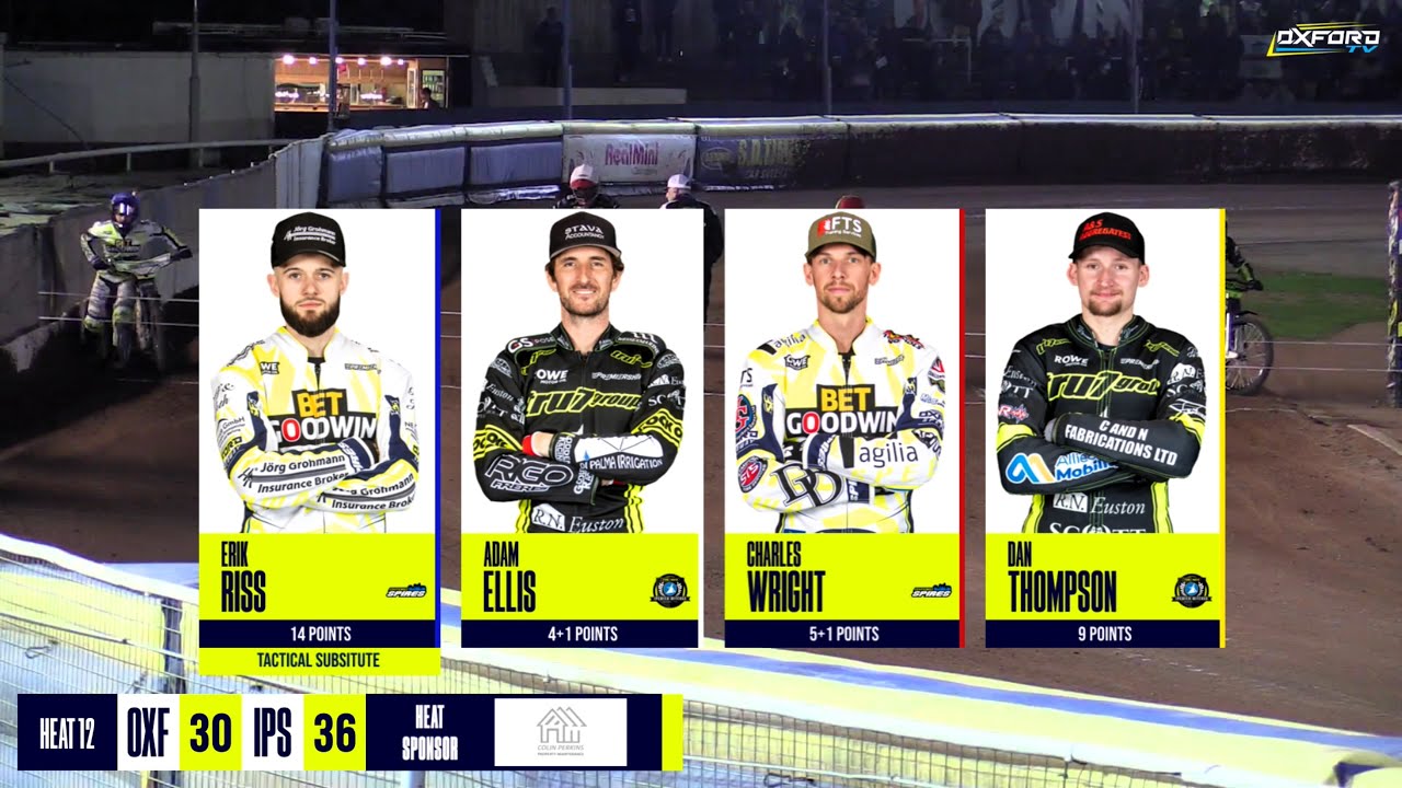 Heat 12 | Oxford vs Ipswich | Rowe Motor Oil Premiership R1 | OXFORD SPEEDWAY TV 2025