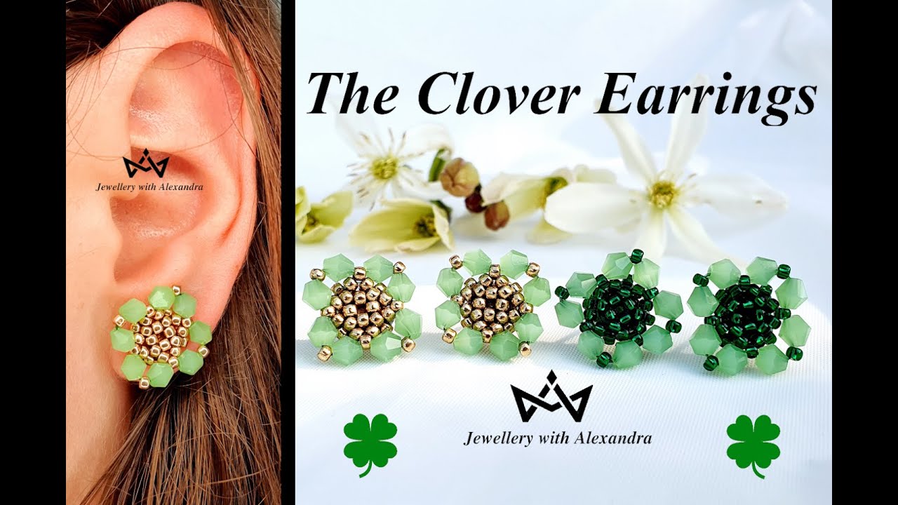 The Clover Earrings 🍀 How To Make Shamrock Stud Earrings With Seed Beads and Bicones 🍀