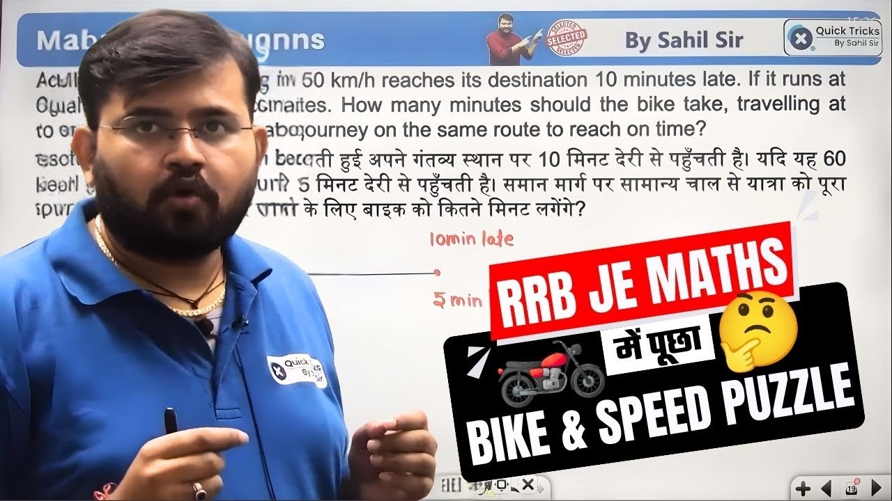RRB JE Maths 2026 🔥 | Speed–Time Most Expected Question | Quick Bites by Sahil Sir