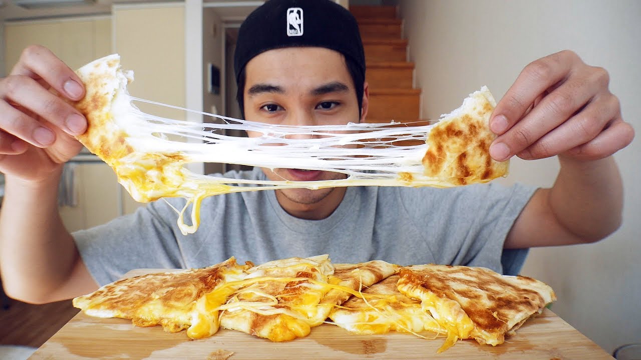 Extra Cheesy Quesadillas - MUKBANG