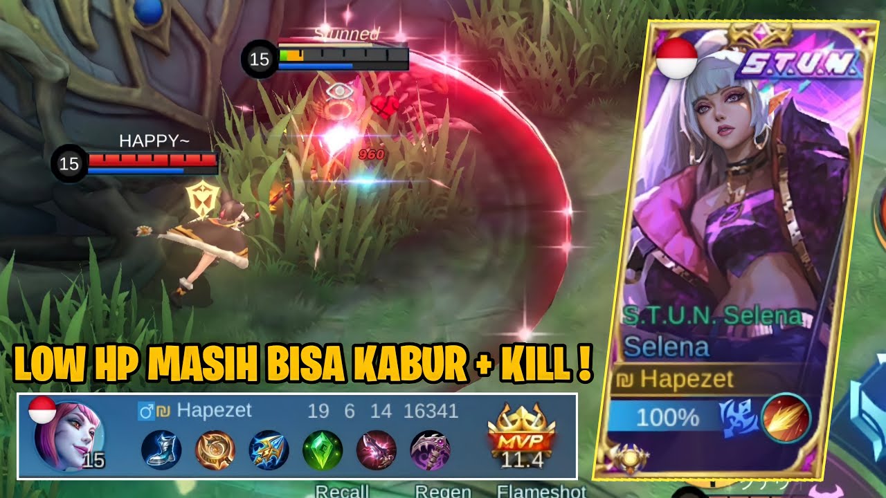 Selena Flameshot Moment Terhoki! Low HP Bukannya Mati, Malah Dapat Kill  | Mobile Legends