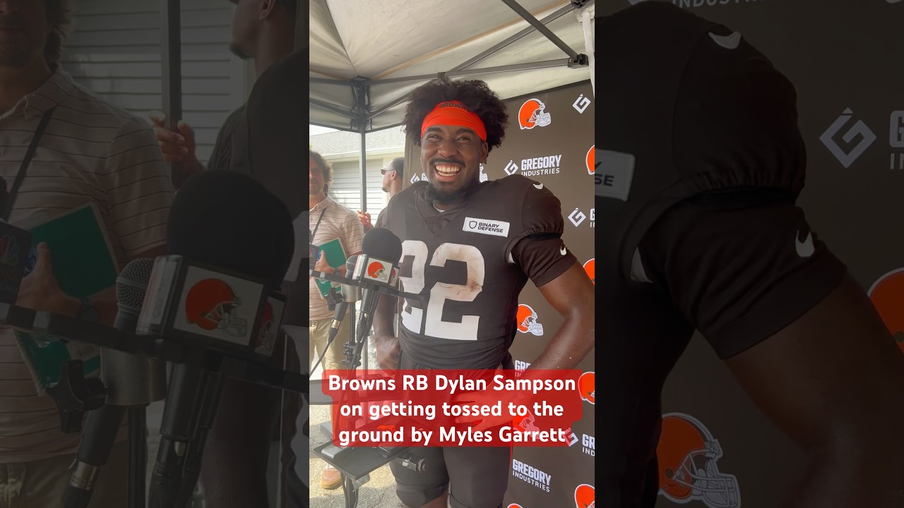 #Browns RB Dylan Sampson was able to laugh about Myles Garrett slamming him to the ground last week.