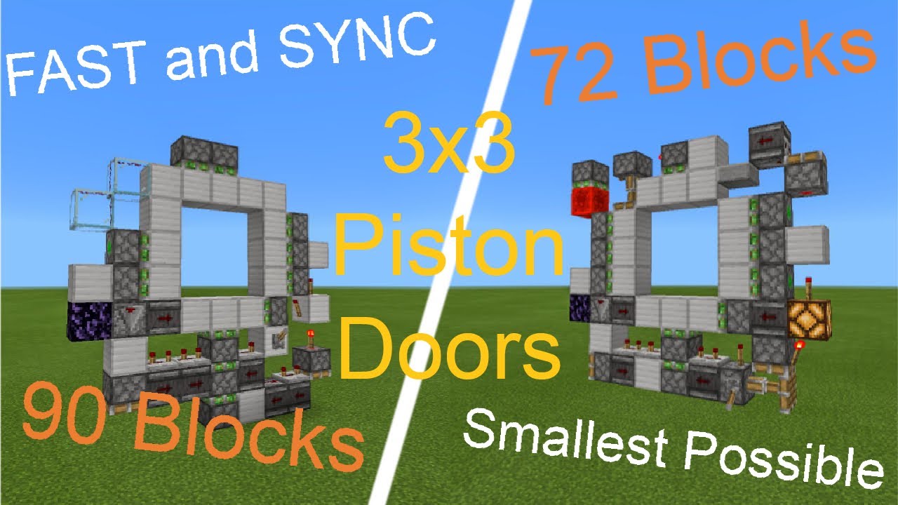 How to build the SMALLEST and FAST 3x3 Doors in Minecraft Bedrock Edition! (Entityless)